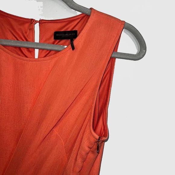 Donna Karan Women's DressPoly Crinkled Chiffon Coral Size 12 (NEW) - Picture 4 of 6